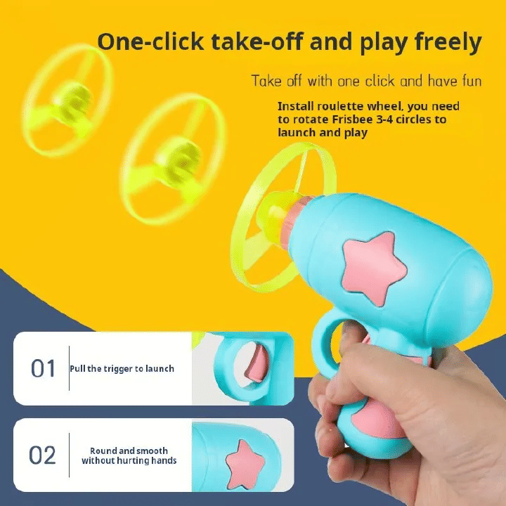 Generic Glowing Bamboo Dragonfly Catapult Pistol Spinning Frisbee Toy