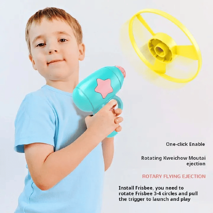 Generic Glowing Bamboo Dragonfly Catapult Pistol Spinning Frisbee Toy