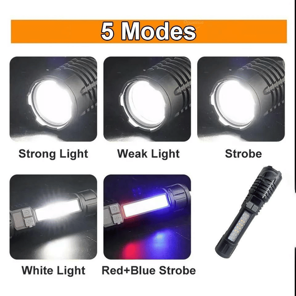 Portable Rechargeable LED Flashlight Waterproof Telescopic Zoom Emergency Torch