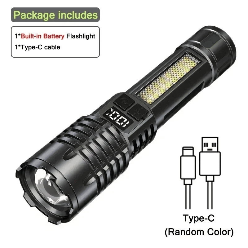 Portable Rechargeable LED Flashlight Waterproof Telescopic Zoom Emergency Torch
