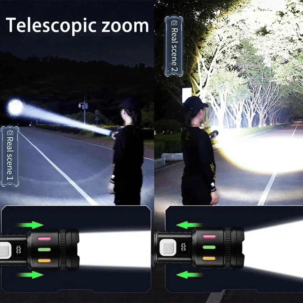 High Power LED Flashlight USB Rechargeable Zoomable Lantern 5-Mode
