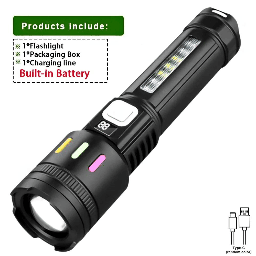 High Power LED Flashlight USB Rechargeable Zoomable Lantern 5-Mode