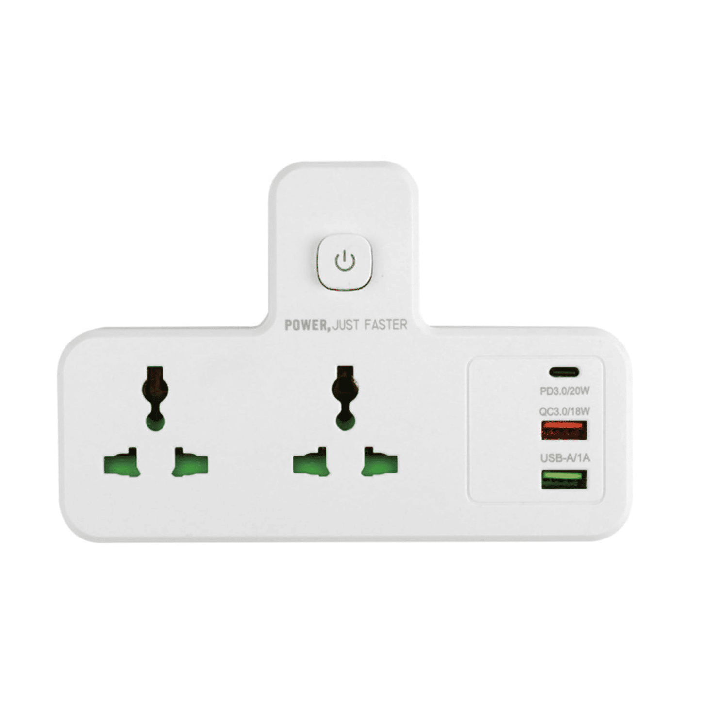 Generic Multi-Plug Extension Socket with 2 AC Outlets, 2 USB, Type-C
