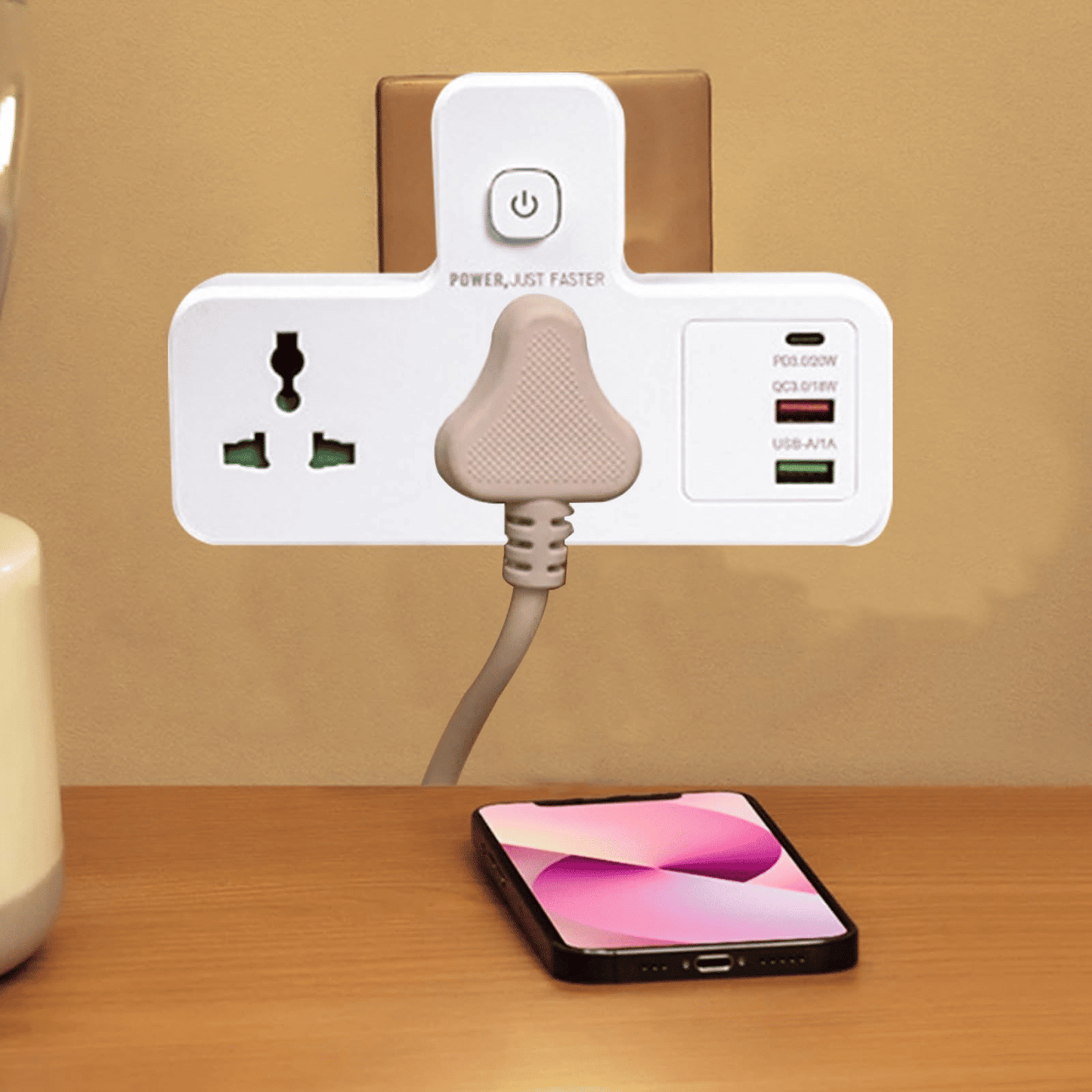 Generic Multi-Plug Extension Socket with 2 AC Outlets, 2 USB, Type-C