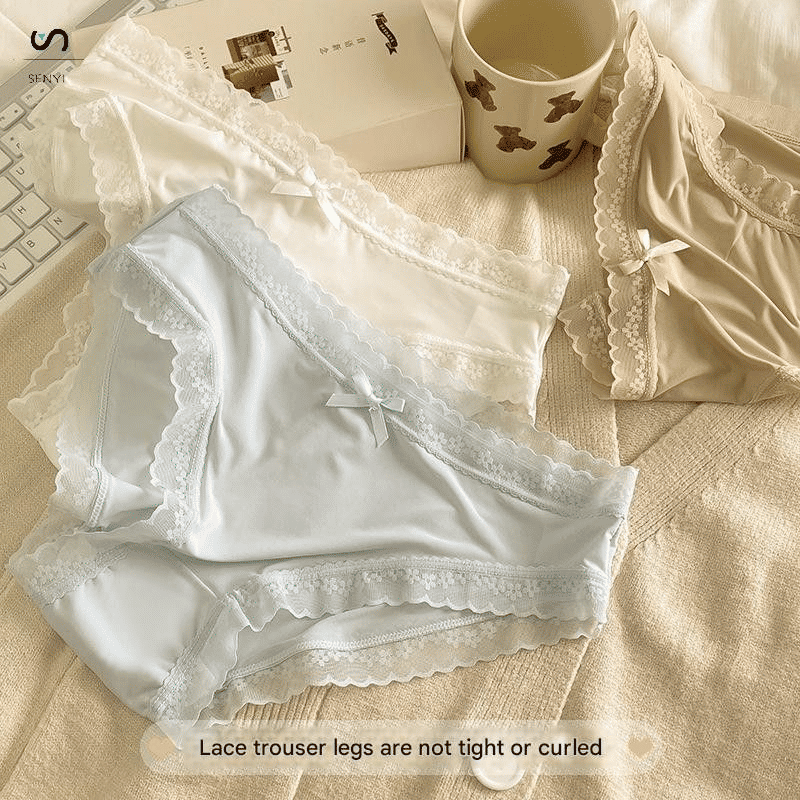 SENYI 7-Pack Ice Silk Seamless Breathable Quick-Dry Low-Waist Lace Panties