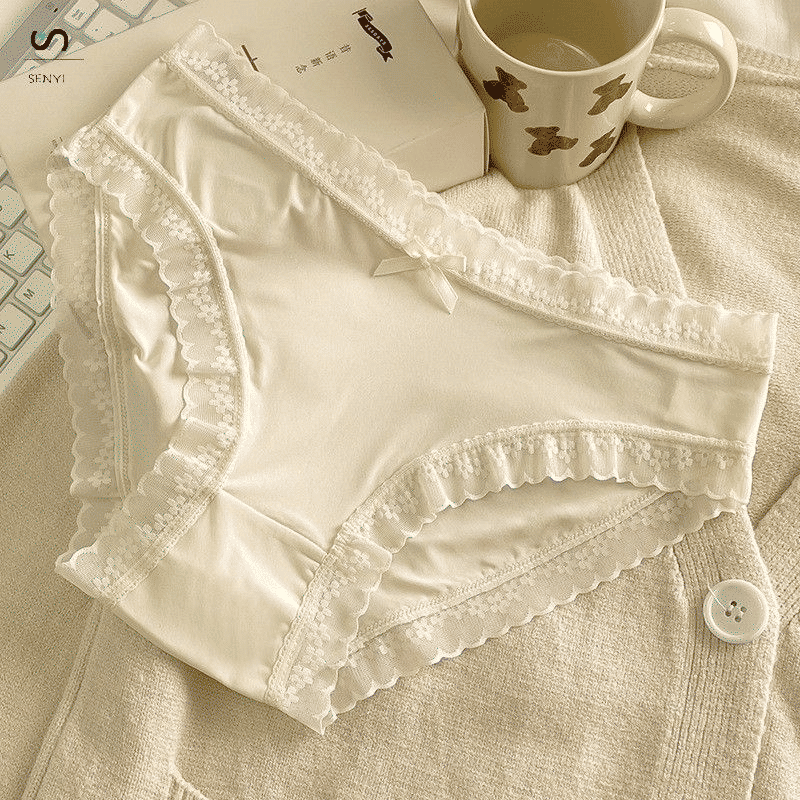 SENYI 7-Pack Ice Silk Seamless Breathable Quick-Dry Low-Waist Lace Panties