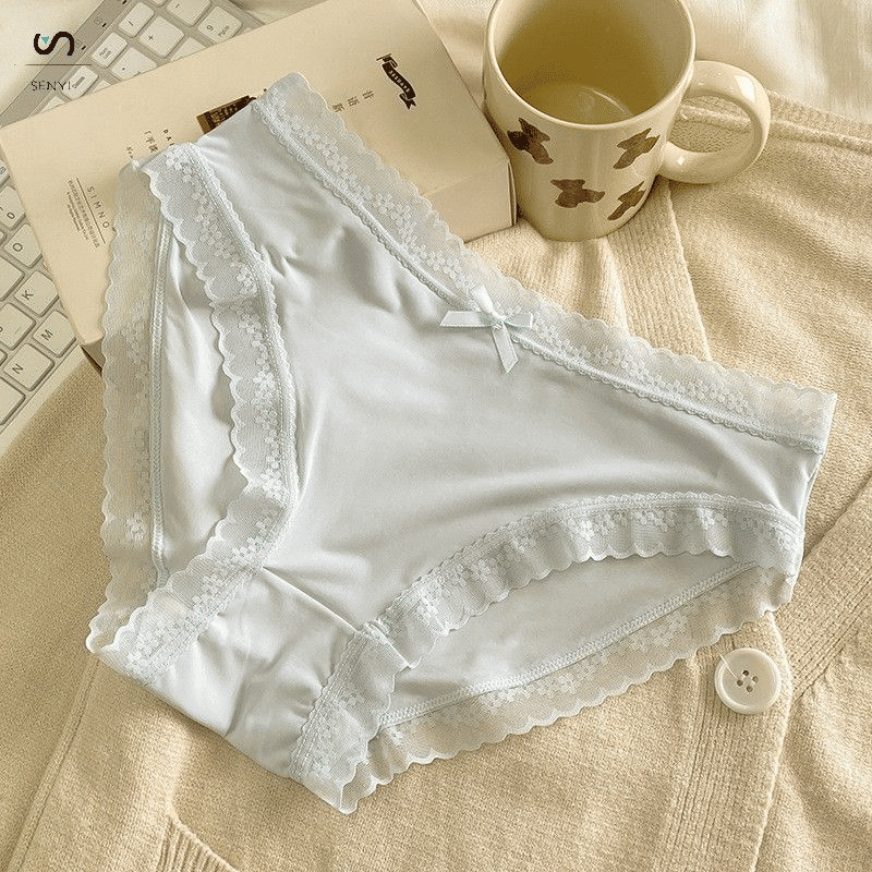 SENYI 7-Pack Ice Silk Seamless Breathable Quick-Dry Low-Waist Lace Panties