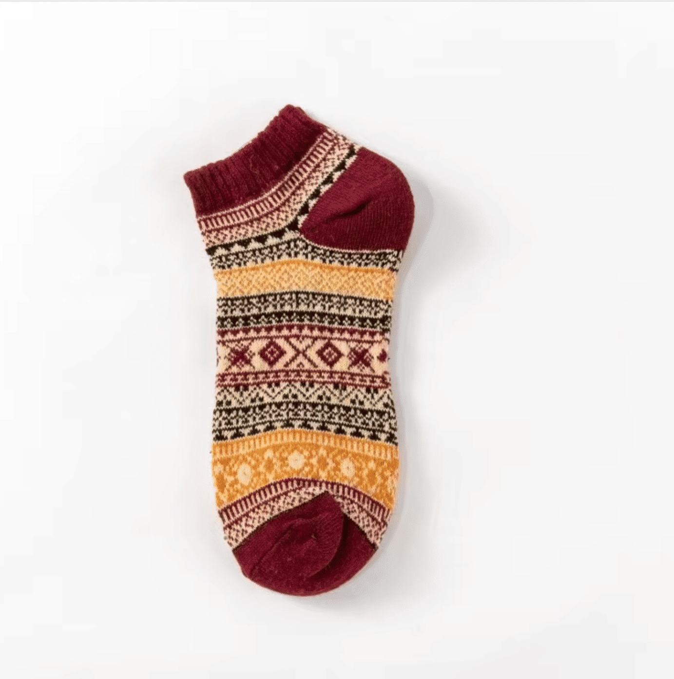 5-Pack Vintage Ethnic Tribal Patterned Warm Cotton Ankle Socks for Men & Women