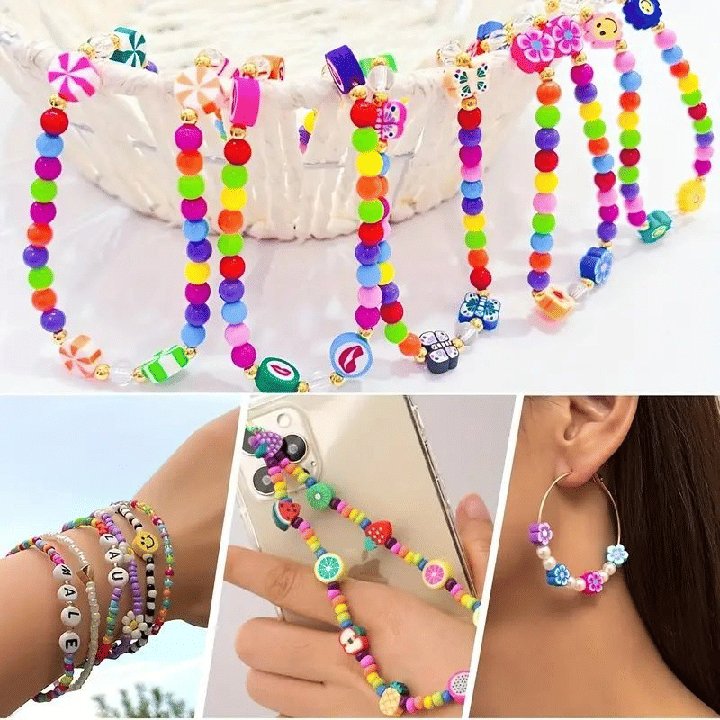 1000 Pcs Beaded Jewelry Making Kit, Acrylic and Soft Clay