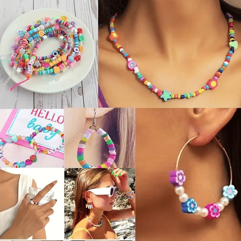 1000 Pcs Beaded Jewelry Making Kit, Acrylic and Soft Clay