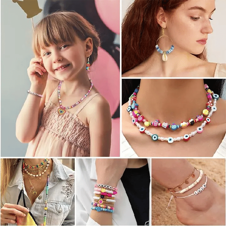 1000 Pcs Beaded Jewelry Making Kit, Acrylic and Soft Clay