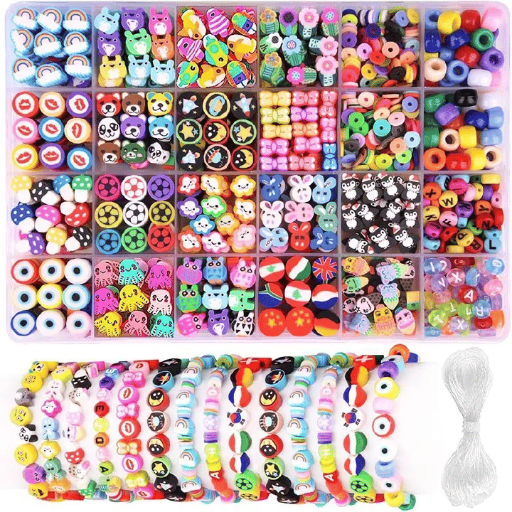1000 Pcs Beaded Jewelry Making Kit, Acrylic and Soft Clay