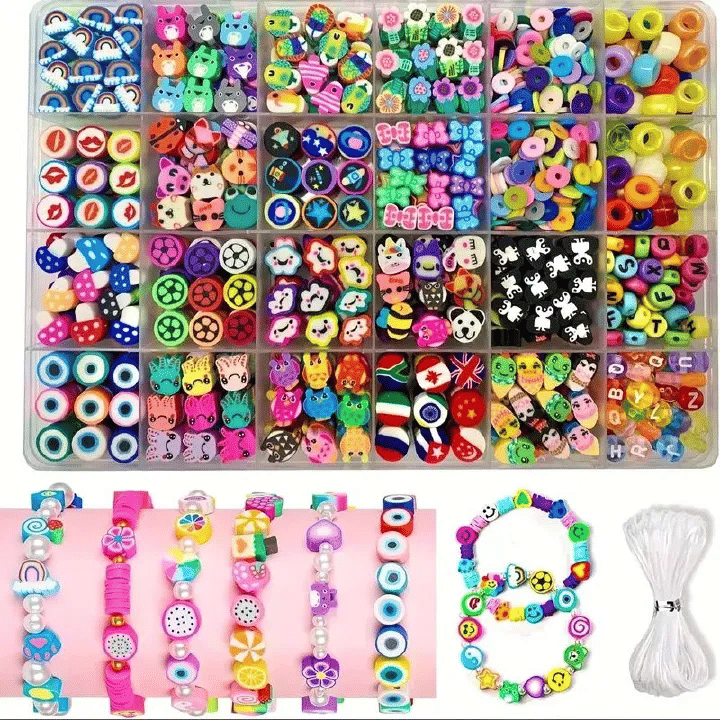 1000 Pcs Beaded Jewelry Making Kit, Acrylic and Soft Clay