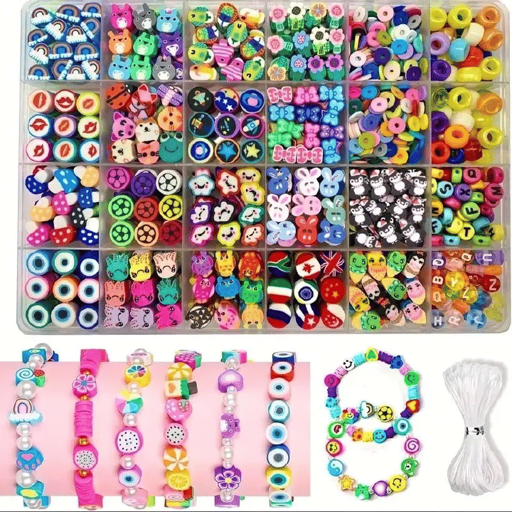 1000 Pcs Beaded Jewelry Making Kit, Acrylic and Soft Clay