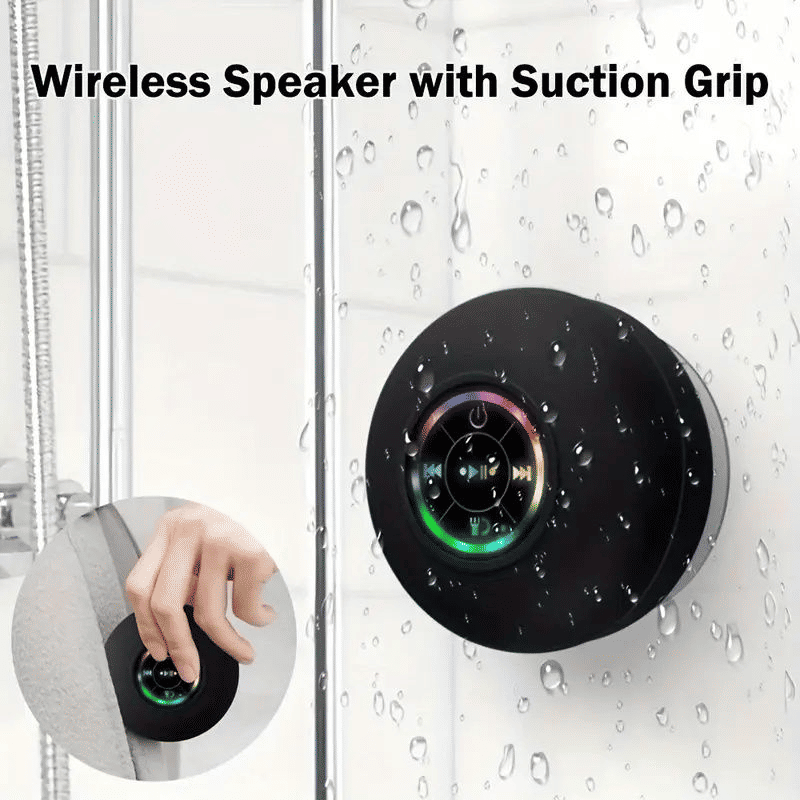 IPX4 Waterproof Mini LED Bathroom Speaker, USB Charging, 5.0 Surround Sound