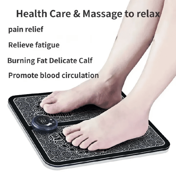 Electric EMS Foot Massager Pad Foldable 8 Modes 19 Levels Black