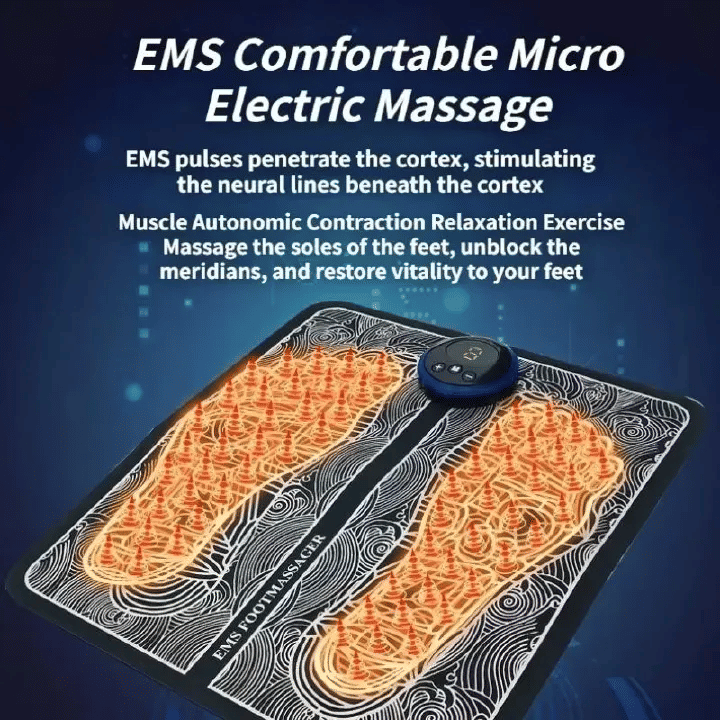 Electric EMS Foot Massager Pad Foldable 8 Modes 19 Levels Black