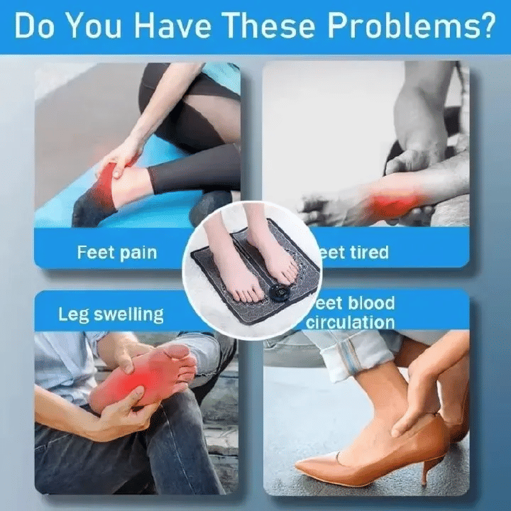 Electric EMS Foot Massager Pad Foldable 8 Modes 19 Levels Black