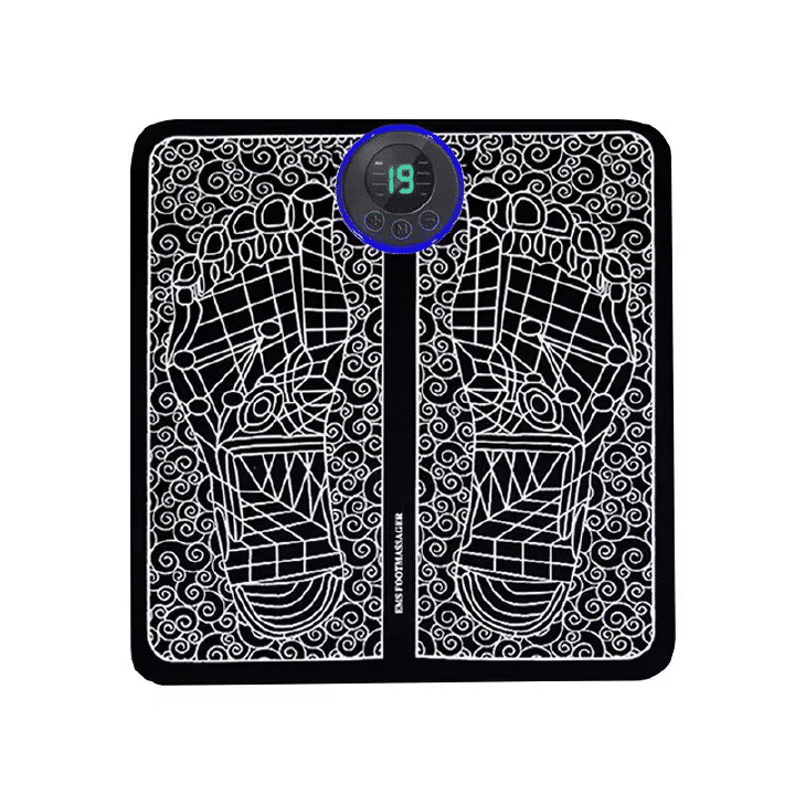 Electric EMS Foot Massager Pad Foldable 8 Modes 19 Levels Black