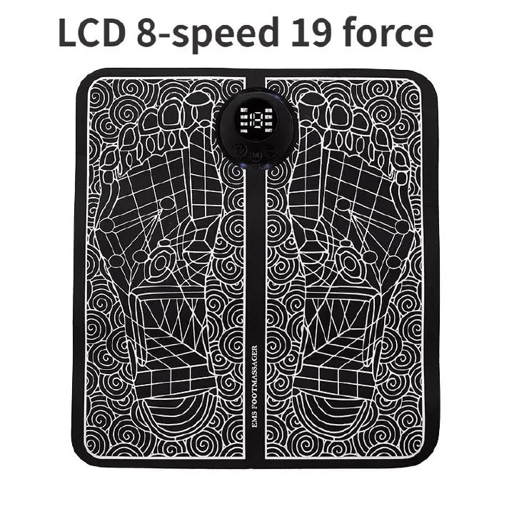 Electric EMS Foot Massager Pad Foldable 8 Modes 19 Levels Black