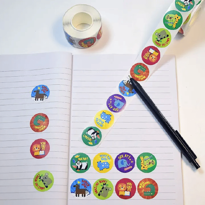1000 Pcs Cute Animal Encouragement Stickers for Kids Reward Set