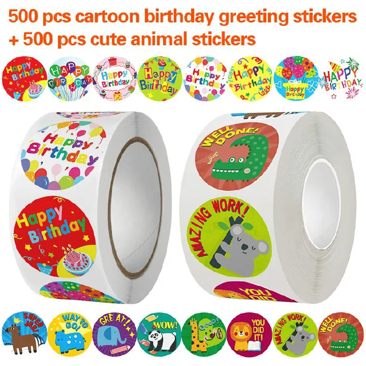 1000 Pcs Cute Animal Encouragement Stickers for Kids Reward Set