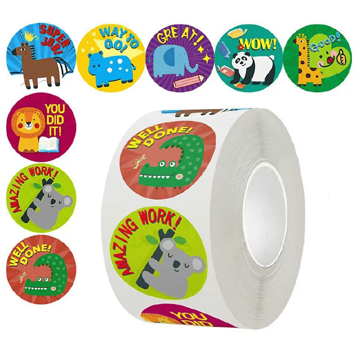 1000 Pcs Cute Animal Encouragement Stickers for Kids Reward Set