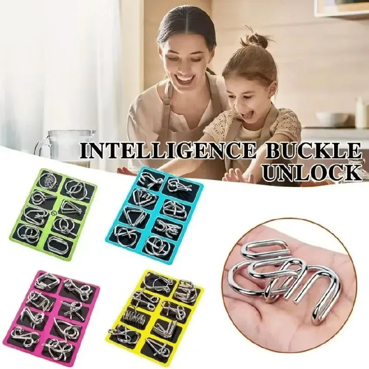 Generic 8PCS Metal Brain Teaser Puzzle Set Iron Disentanglement Game