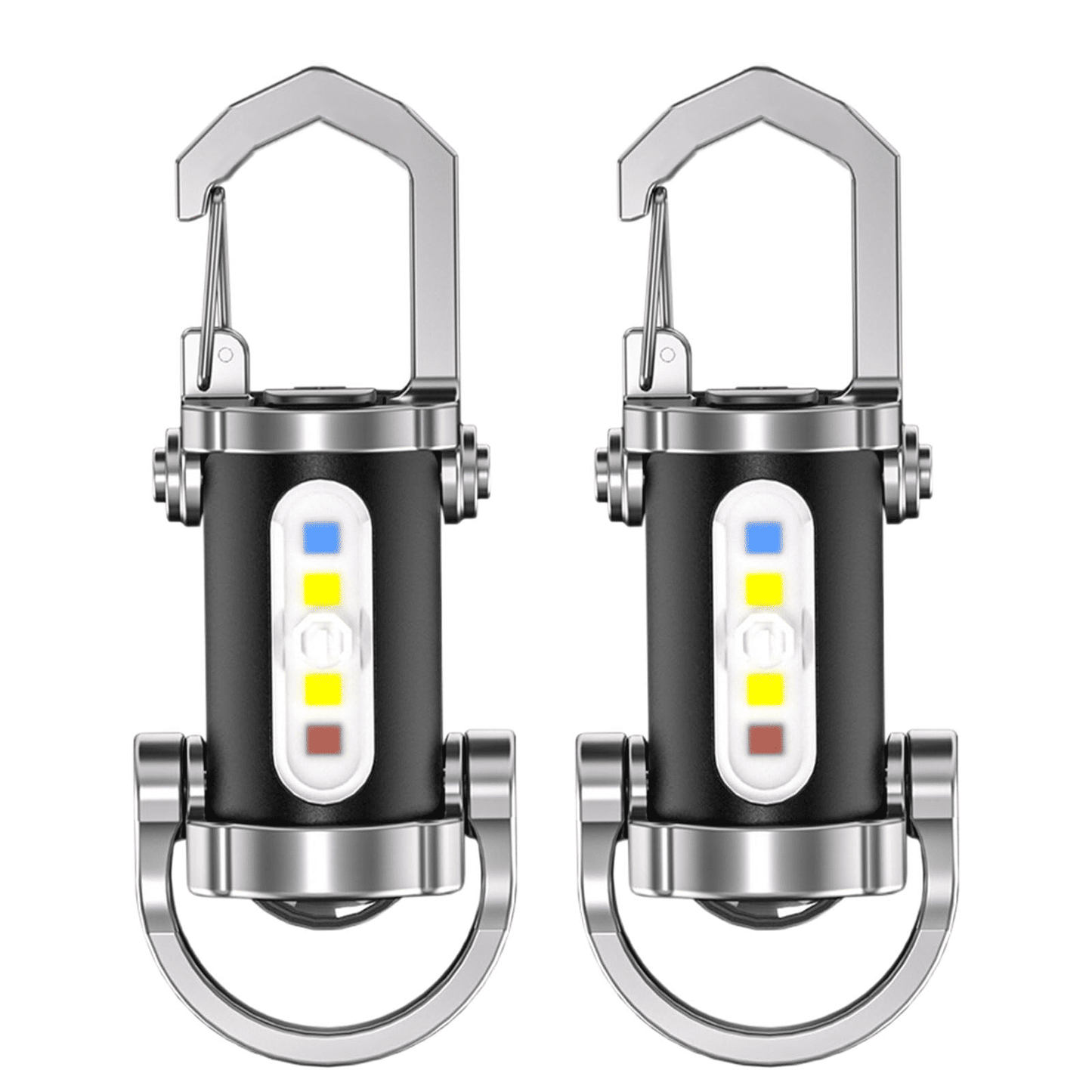 Rechargeable COB Keychain Flashlight 2-Pack Mini USB-C LED Torch