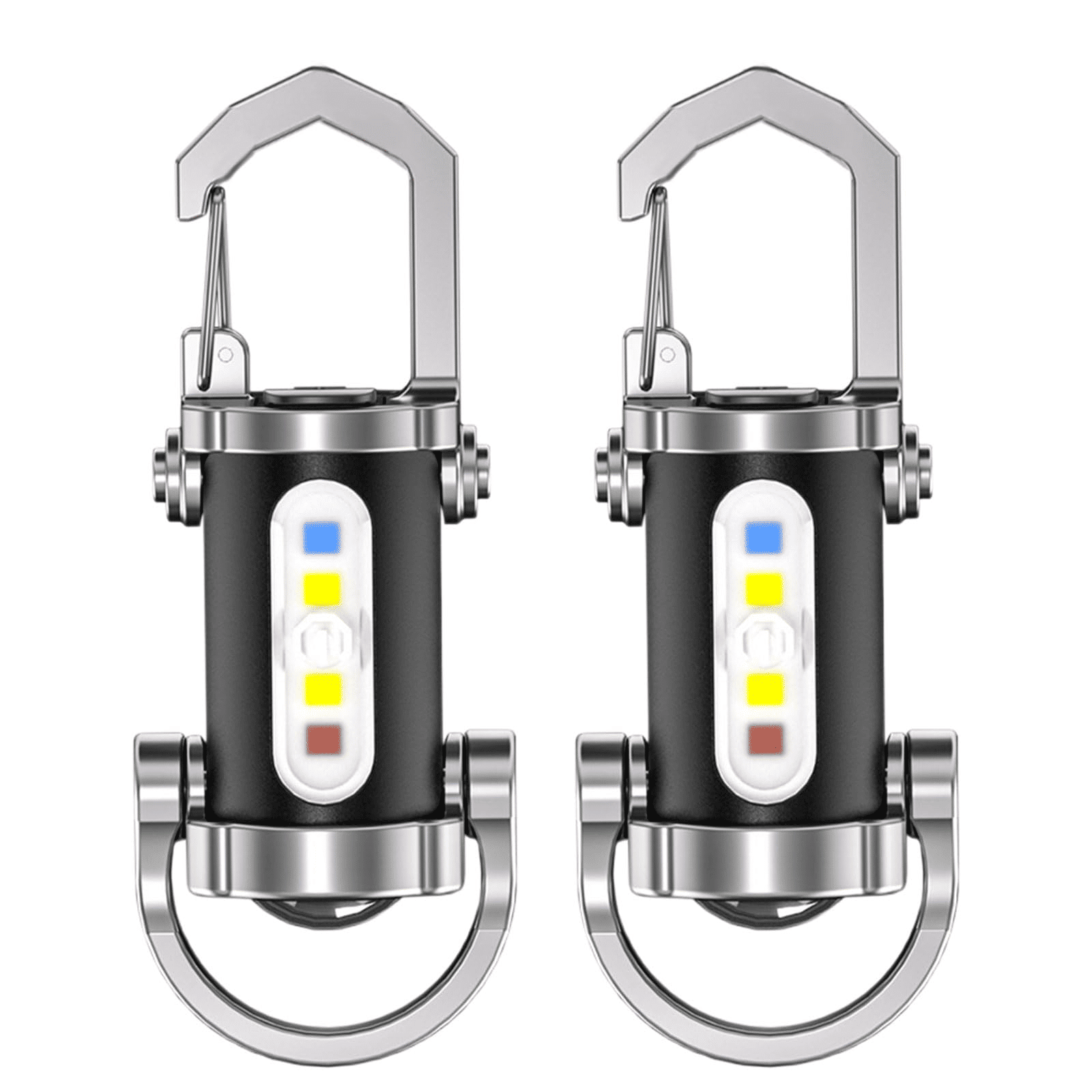 Rechargeable COB Keychain Flashlight 2-Pack Mini USB-C LED Torch
