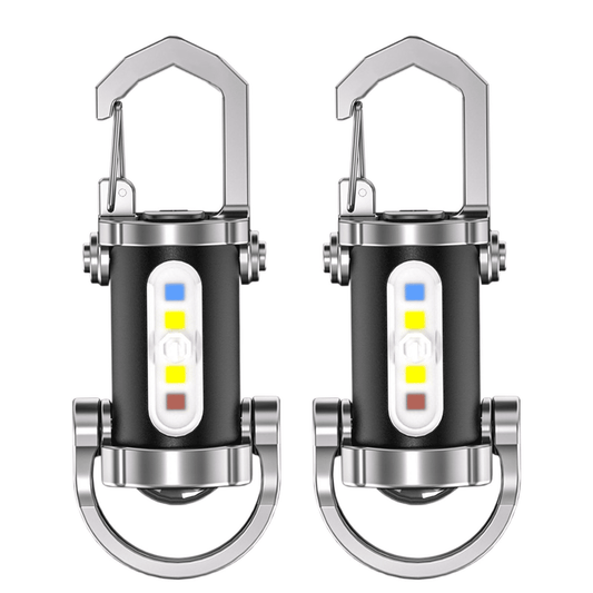 Rechargeable COB Keychain Flashlight 2-Pack Mini USB-C LED Torch