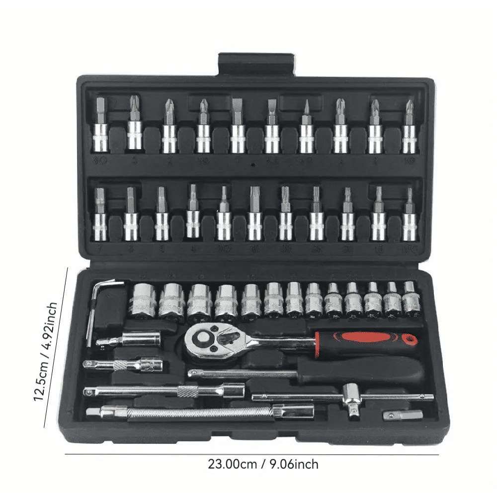 Generic 46 Piece 1/4-Inch Socket Wrench Repair Tool Kit Set