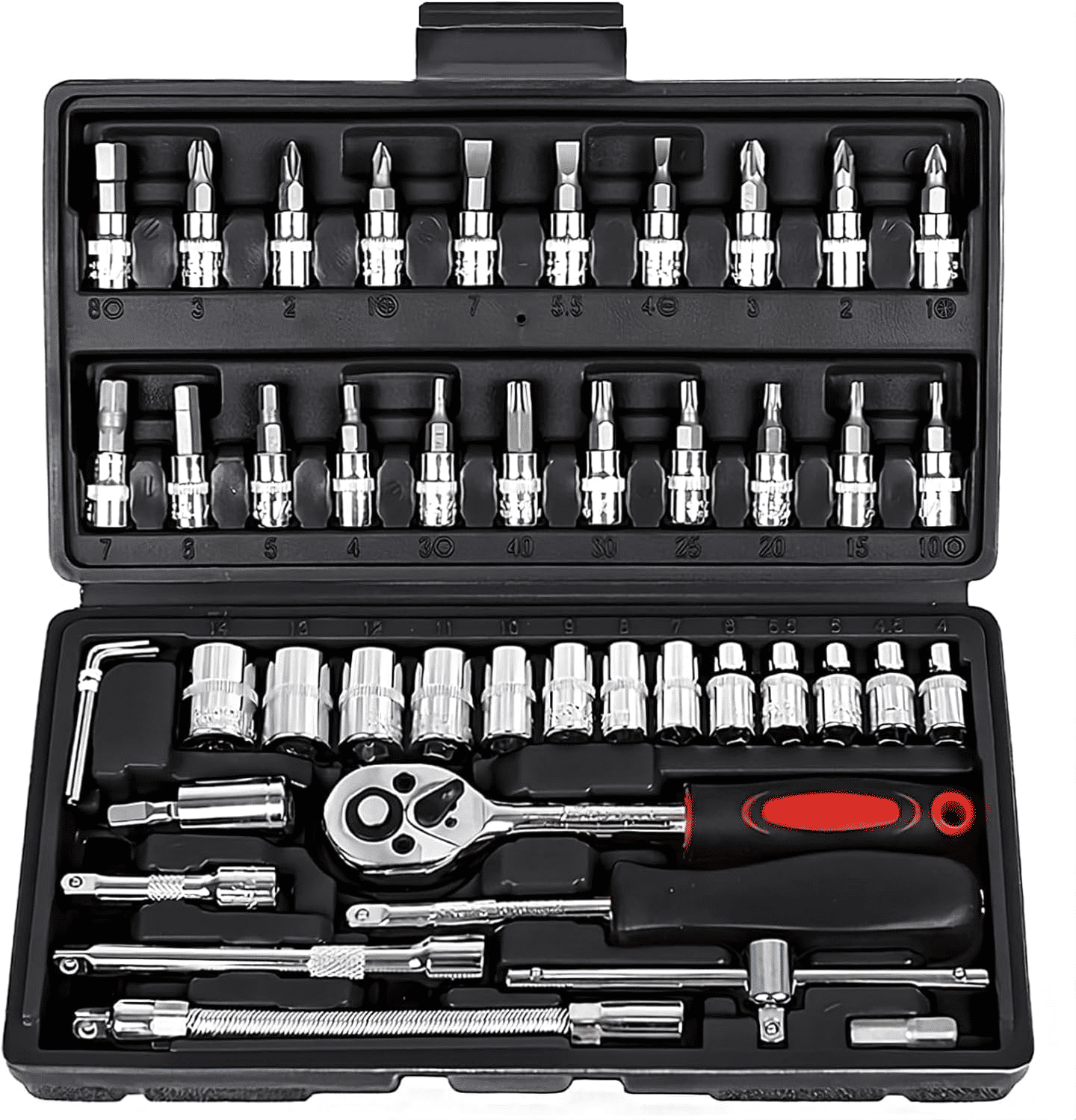 Generic 46 Piece 1/4-Inch Socket Wrench Repair Tool Kit Set