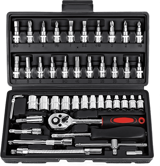 Generic 46 Piece 1/4-Inch Socket Wrench Repair Tool Kit Set