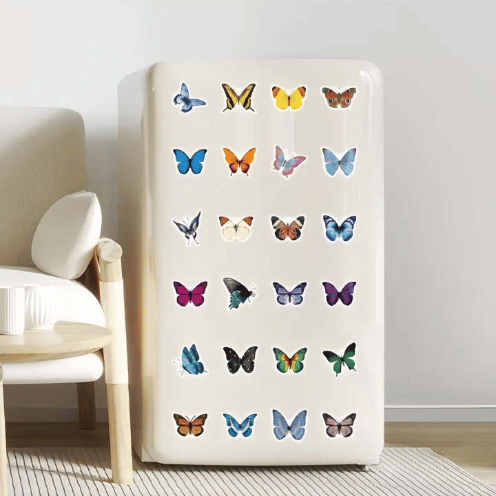 50-Piece Butterfly Sticker Set Colorful Vinyl Boho Decals