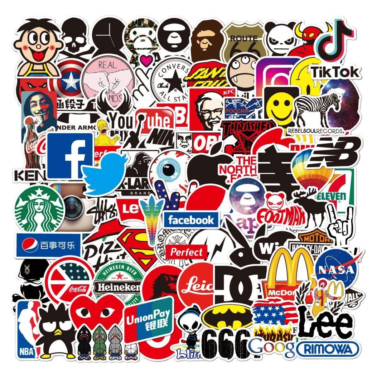 100PCS Trendy Graffiti Stickers Waterproof DIY Decals for Luggage Laptops