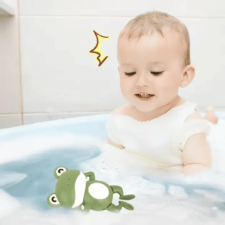 Classic Wind-Up Frog Bath Toy for Kids Non-Toxic Plastic