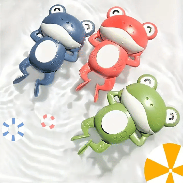 Classic Wind-Up Frog Bath Toy for Kids Non-Toxic Plastic