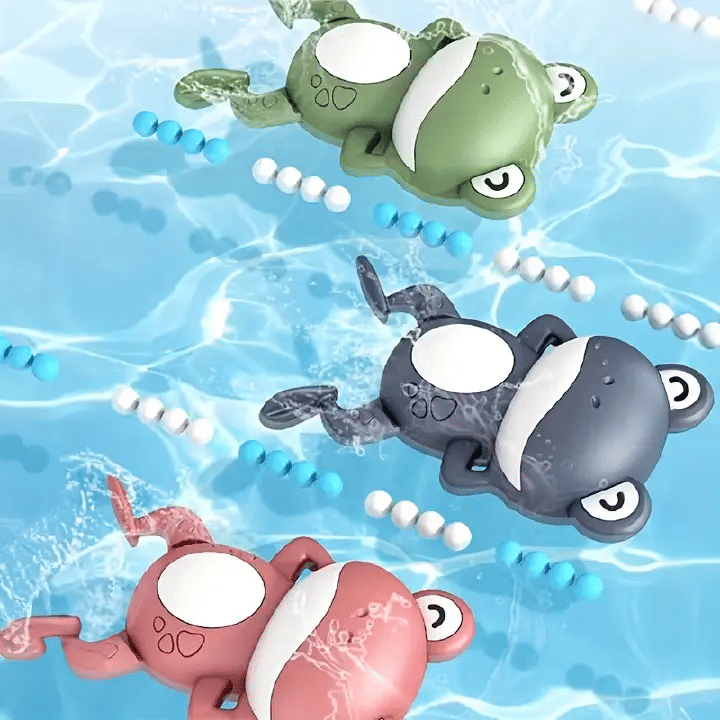 Classic Wind-Up Frog Bath Toy for Kids Non-Toxic Plastic