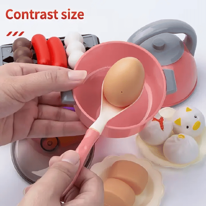 Generic Role-Play Kitchen Set for Toddlers with Realistic Food 28pcs