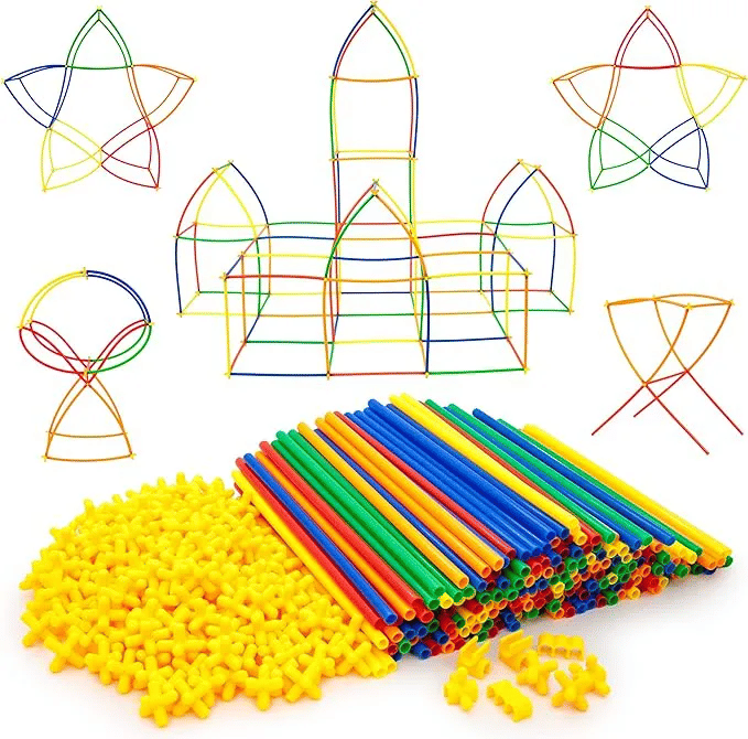 200-Piece Kids STEM Building Straw Constructor Construction Toy Set Colorful