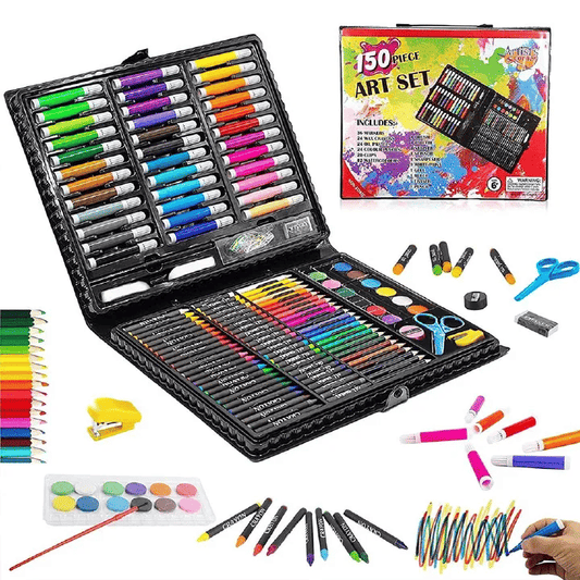 140-Piece Children's Art Drawing and Painting Kit Black