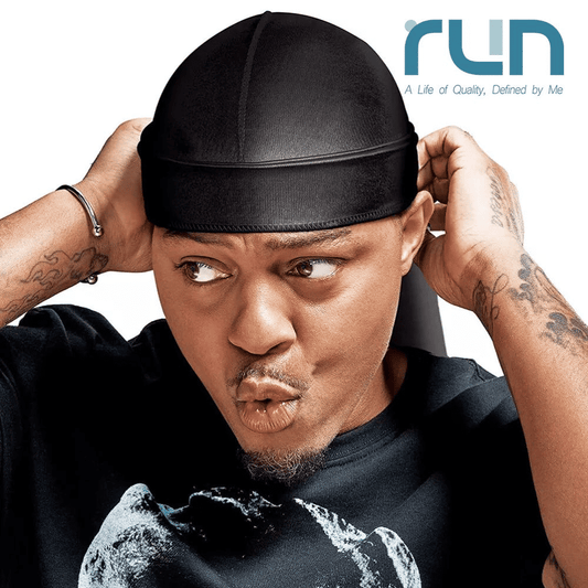 Premium Black Silk Durag: Long Tail, Wide Straps for Perfect 360 Waves