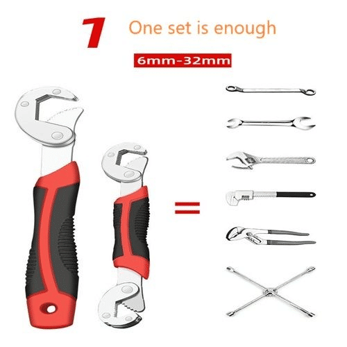 Generic Multi-functional Quick Self-tightening Adjustable Wrench 2-Piece Set