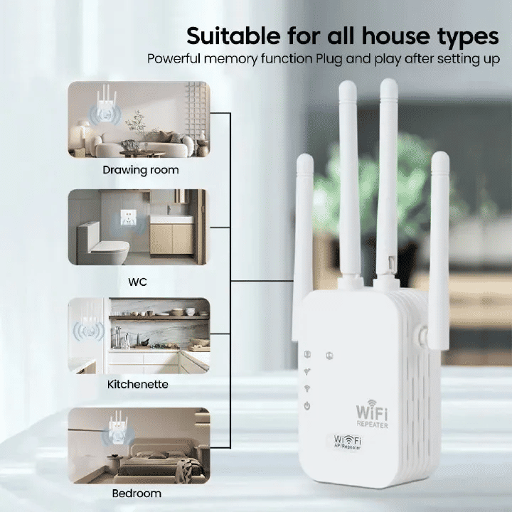 Powerful 1200Mbps Dual-Band WiFi Repeater Booster | 2.4G/5GHz Signal Extender