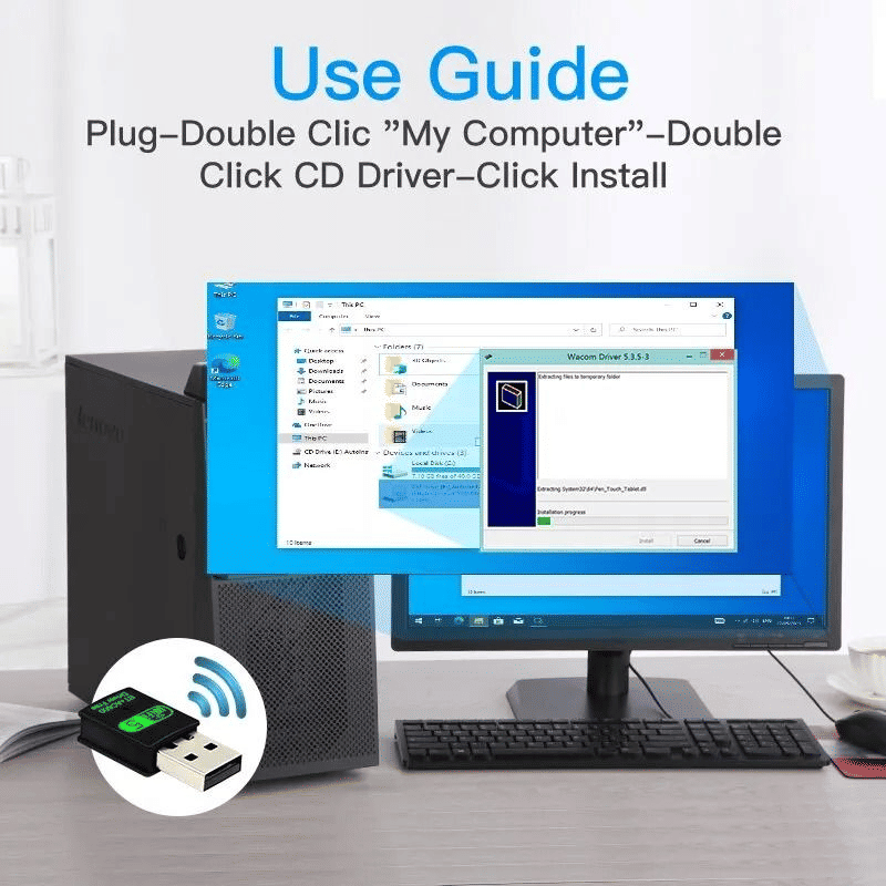 Universal High-Speed USB WiFi 6 AX900 Dual-Band Bluetooth 5.3 Adapter Dongle