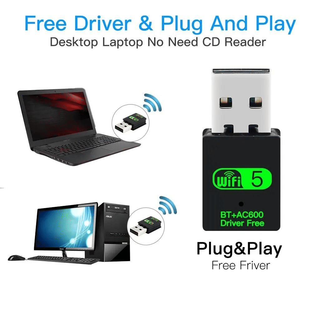 Universal High-Speed USB WiFi 6 AX900 Dual-Band Bluetooth 5.3 Adapter Dongle