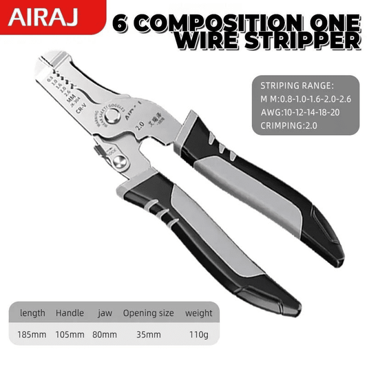 AIRAJ 6 in 1 Multifunctional Wire Stripper Crimping Pliers Tool