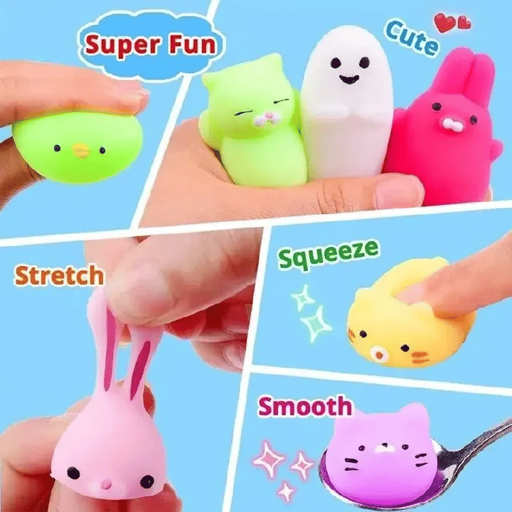 10pcs Random Cute Animal Stress Relief Toys Soft Rubber Figures