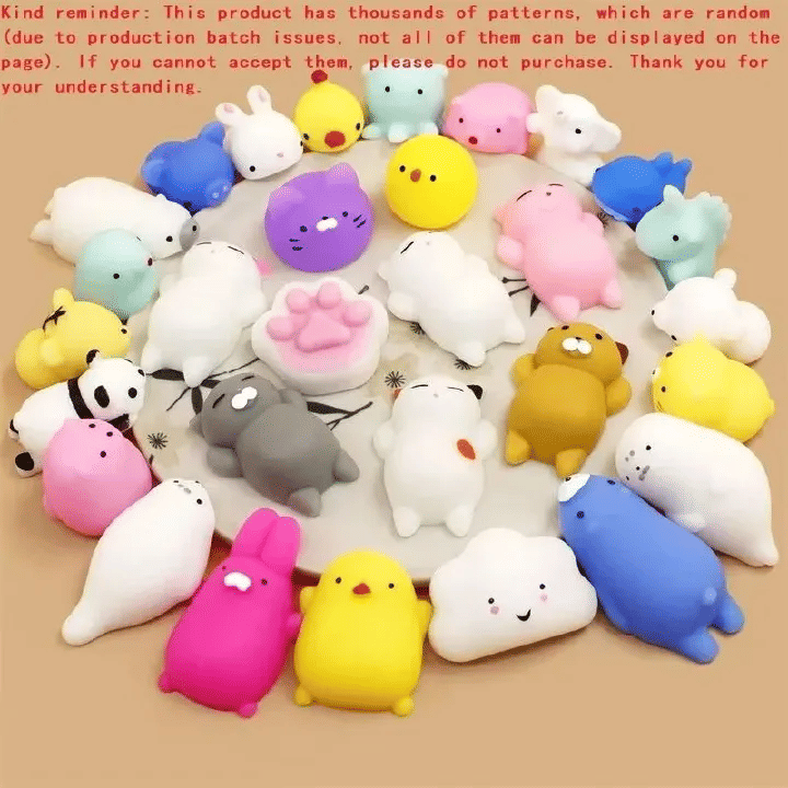 10pcs Random Cute Animal Stress Relief Toys Soft Rubber Figures